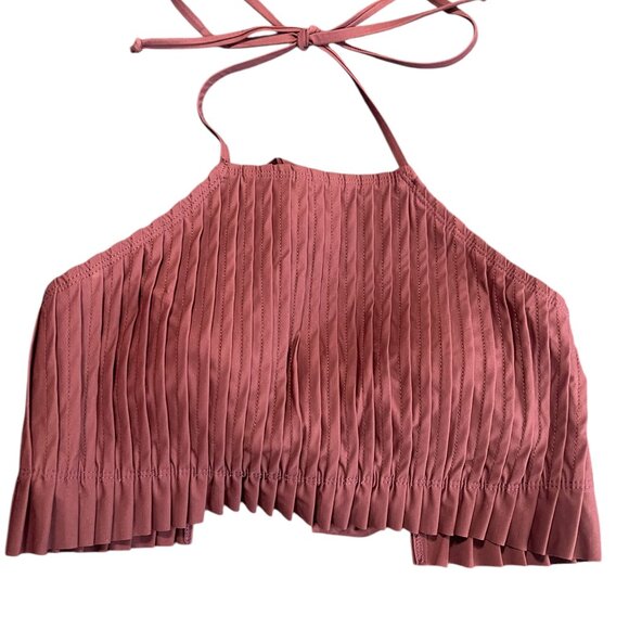 AMORESSA Swimwear Pleated Halter Top Size Small, Burgundy - Picture 1 of 3